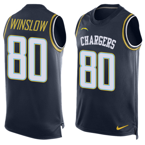 Men's Limited Kellen Winslow Nike Jersey Navy Blue - #80 Player Name & Number Tank Top NFL Los Angeles Chargers